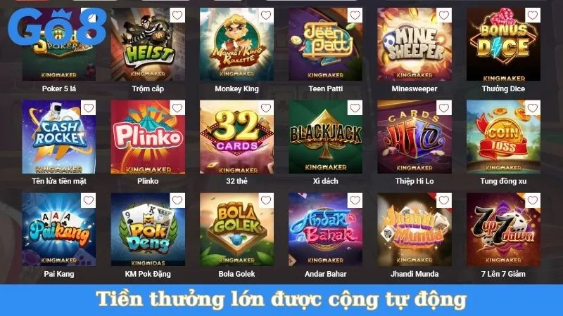 Tiền thưởng lớn được cộng tự động